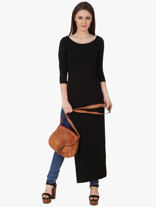 side slit solid maxi length tunic - 19469088 - Very Small Image - 1