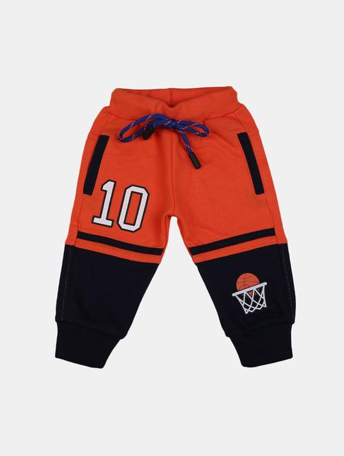 orange color blocked cotton jogger - 19470554 - Very Small Image - 1
