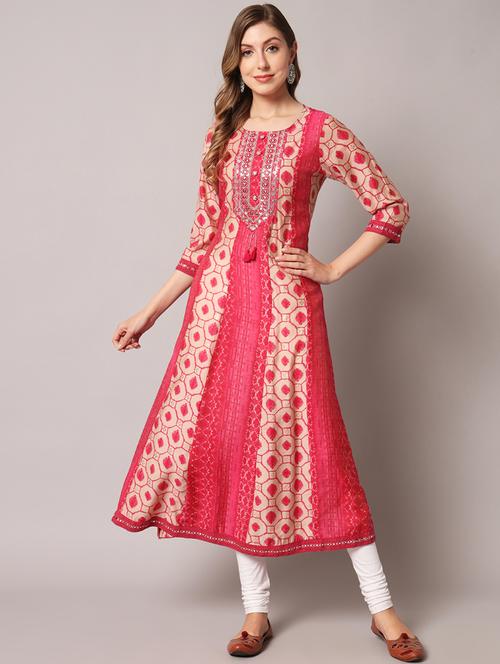 embroidered cotton anarkali kurta - 19470698 - Very Small Image - 1