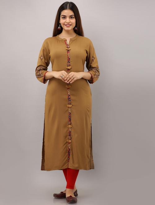 women's straight kurta - 19471505 - Very Small Image - 1