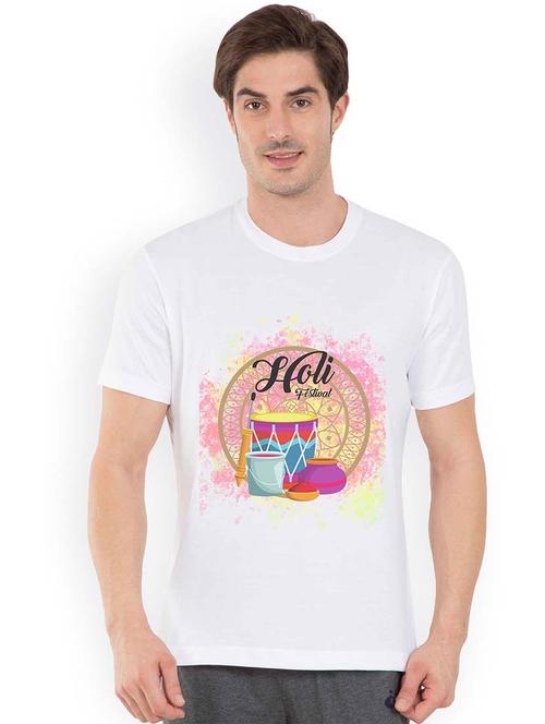 white printed holi t-shirt - 19472895 - Very Small Image - 1
