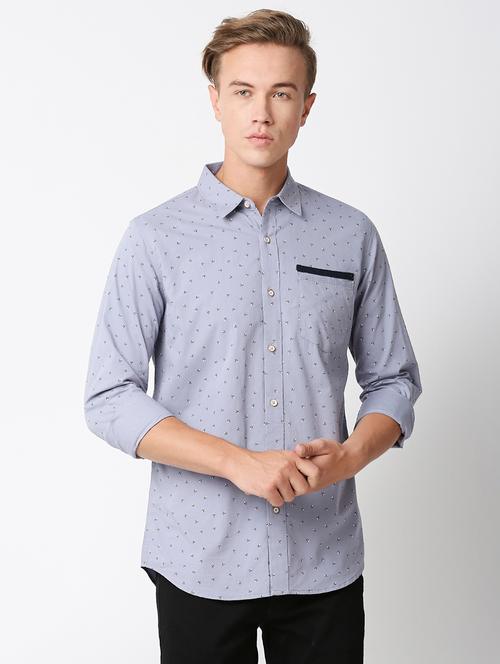 mens micro print casual shirt - 19472990 - Very Small Image - 1