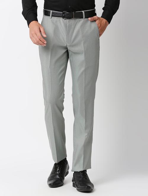 grey polyester flat front formal trouser - 19473010 - Very Small Image - 1