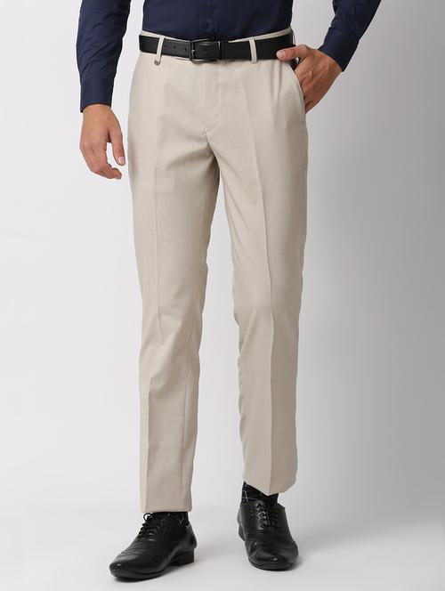 off-white polyester flat front formal trouser - 19473017 - Very Small Image - 1