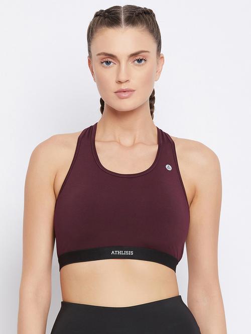 maroon poly spandex regular bra - 19473822 - Very Small Image - 1