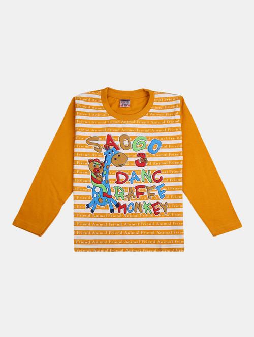 kids mustard front print detailed t-shirt & pyjama set - 19474088 - Very Small Image - 1