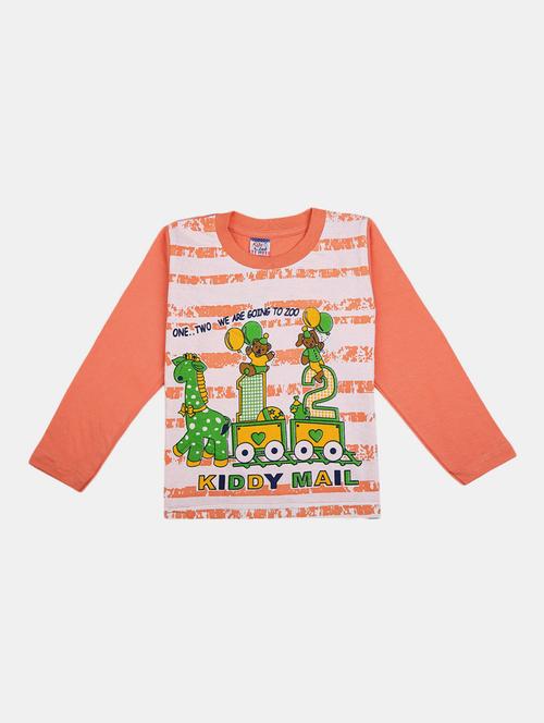 kids coral pink front print detailed t-shirt & pyjama set - 19474094 - Very Small Image - 1