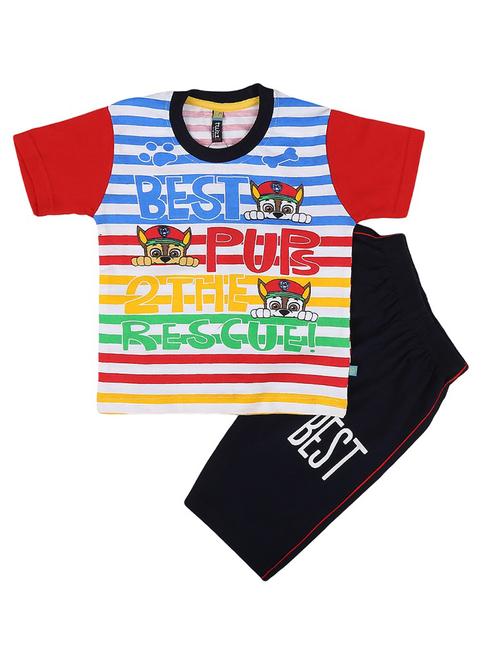 kids red printed detailed t-shirt & shorts set - 19474103 - Very Small Image - 1