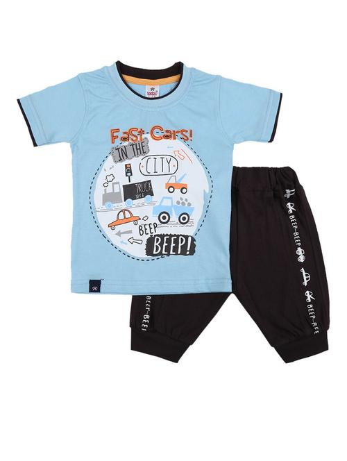 kids purist blue printed detailed t-shirt & shorts set - 19474131 - Very Small Image - 1