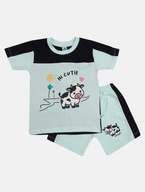 kids purist blue printed detailed t-shirt & shorts set - 19474136 - Very Small Image - 1