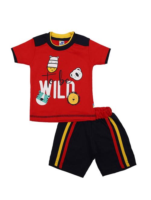 kids red printed detailed t-shirt & shorts set - 19474151 - Very Small Image - 1