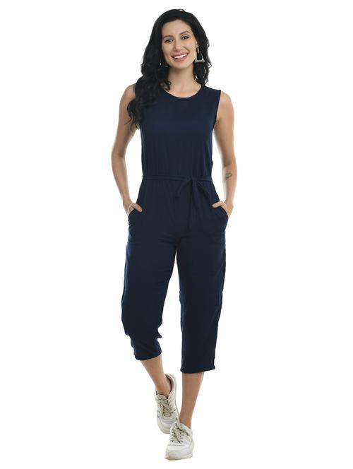 blue solid 3/4 jumpsuit - 19474289 - Very Small Image - 1