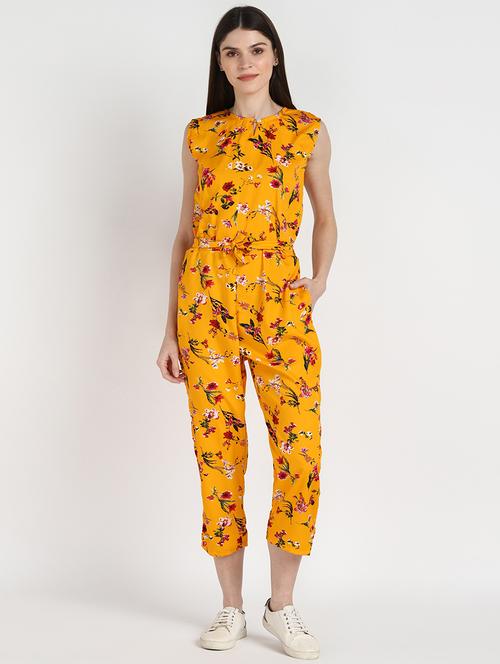 yellow printed 3/4 jumpsuit - 19474295 - Very Small Image - 1