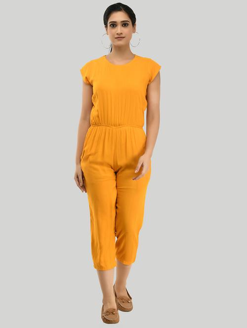 yellow solid 3/4 jumpsuit - 19474331 - Very Small Image - 1