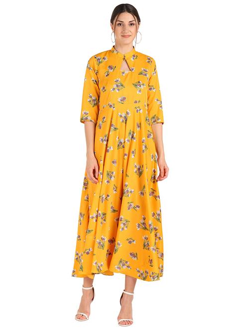 yellow printed maxi dress - 19474409 - Very Small Image - 1