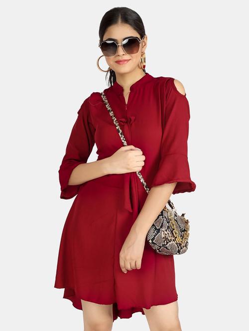red solid a-line dress - 19474428 - Very Small Image - 1