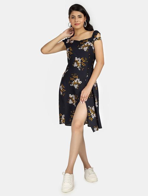 black printed a-line dress - 19474438 - Very Small Image - 1