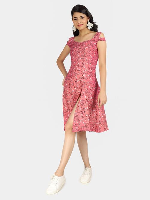 pink printed a-line dress - 19474441 - Very Small Image - 1