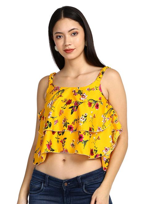 yellow printed crop top - 19474491 - Very Small Image - 1