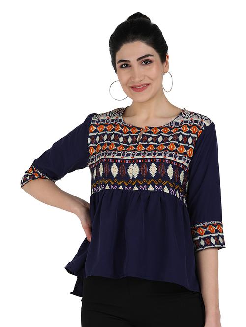 blue self design top - 19474500 - Very Small Image - 1