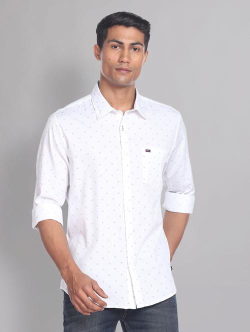 mens micro print casual shirt - 19474574 - Very Small Image - 1