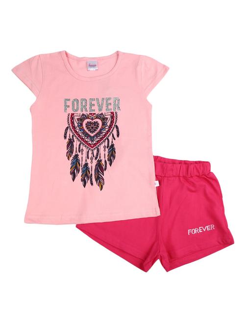girls printed t-shirt and shorts set - 19474626 - Very Small Image - 1