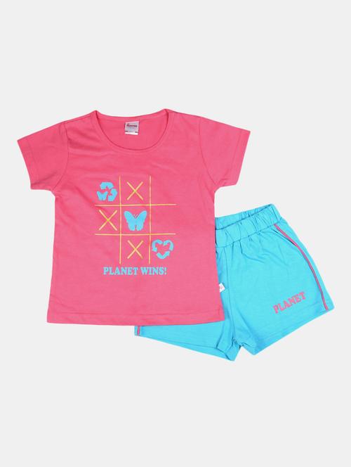 girls printed t-shirt and shorts set - 19474650 - Very Small Image - 1