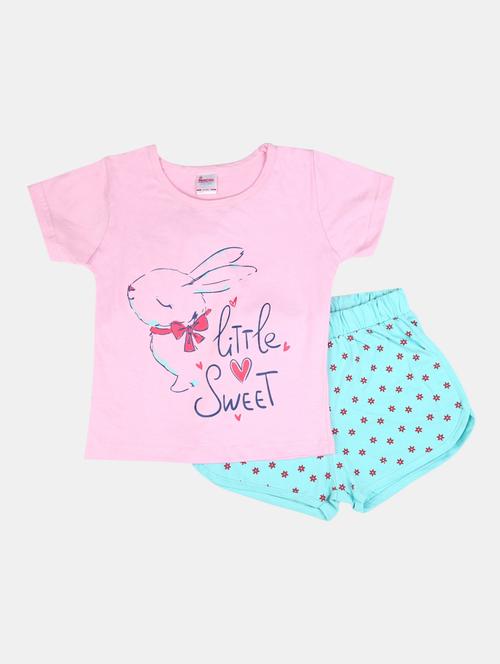 girls printed t-shirt and shorts set - 19474651 - Very Small Image - 1