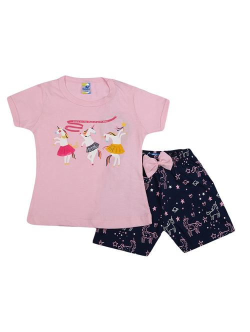 girls printed t-shirt and shorts set - 19474712 - Very Small Image - 1