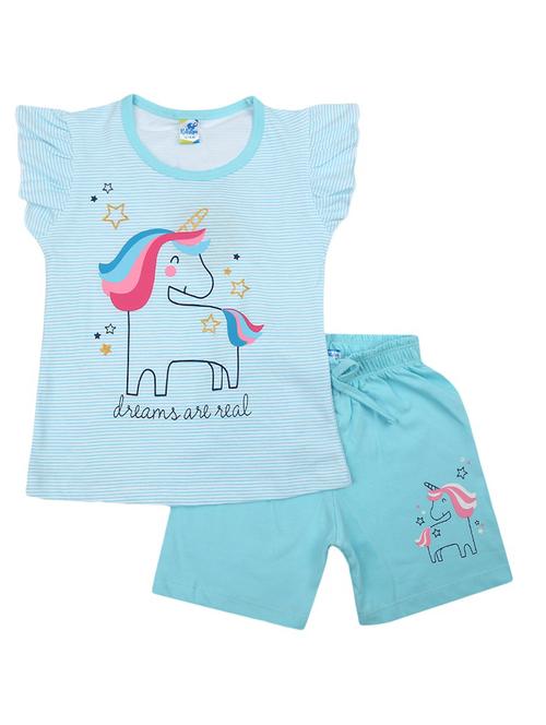 girls printed t-shirt and shorts set - 19474714 - Very Small Image - 1