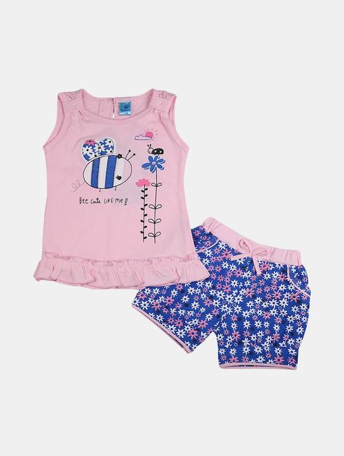 girls printed t-shirt and shorts set - 19474870 - Very Small Image - 1