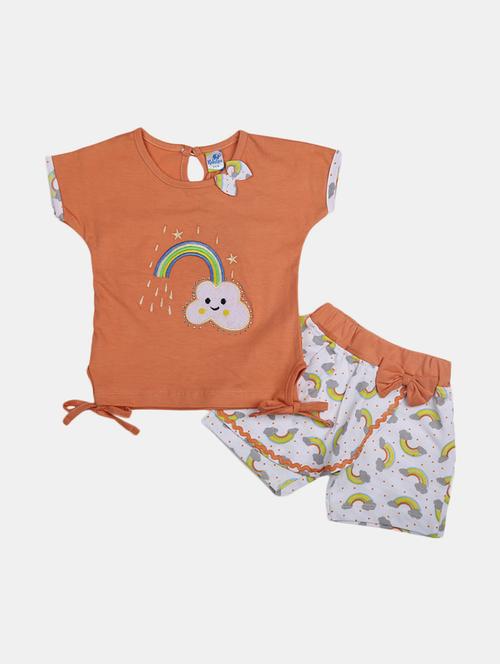 girls printed t-shirt and shorts set - 19474871 - Very Small Image - 1