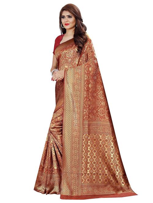 red silk blend kanjivaram saree - 19475509 - Very Small Image - 1