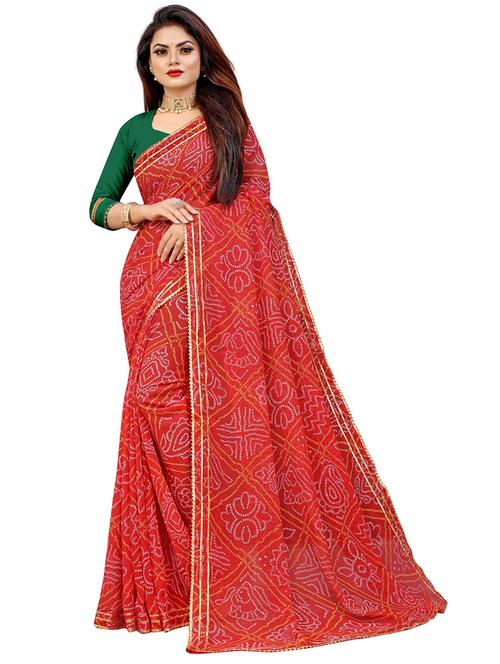 women's bandhani maroon colored saree - 19475562 - Very Small Image - 1