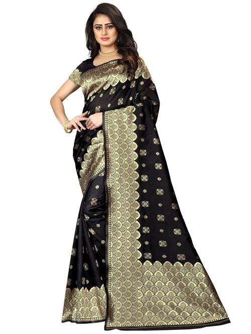 self design banarasi saree with blouse - 19475662 - Very Small Image - 1