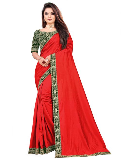red art silk saree - 19476100 - Very Small Image - 1