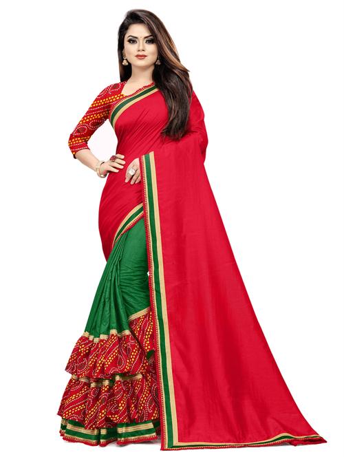 red art silk saree with blouse - 19476115 - Very Small Image - 1