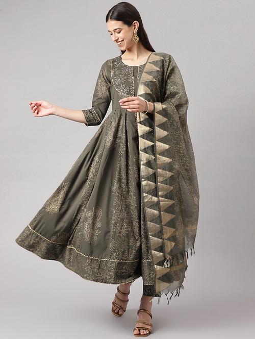 green embroidered kurta pant set - 19476503 - Very Small Image - 1