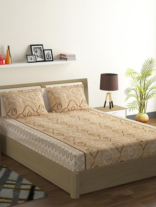 swayam swadeshi azure & green 200 gsm 100% cotton double bedsheet with 2 pillow covers - 19477893 - Very Small Image - 1