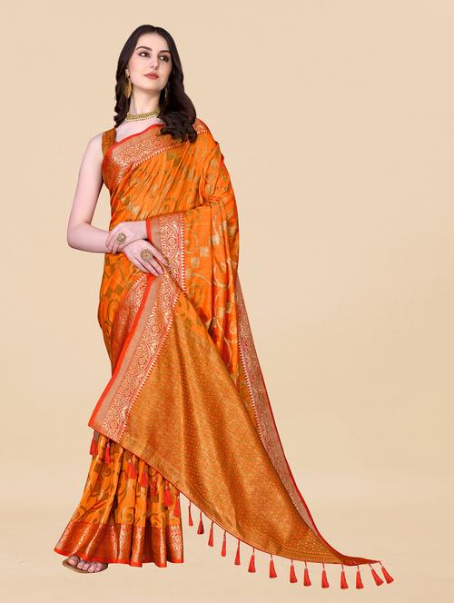 contrast bordered woven saree - 19480735 - Very Small Image - 1