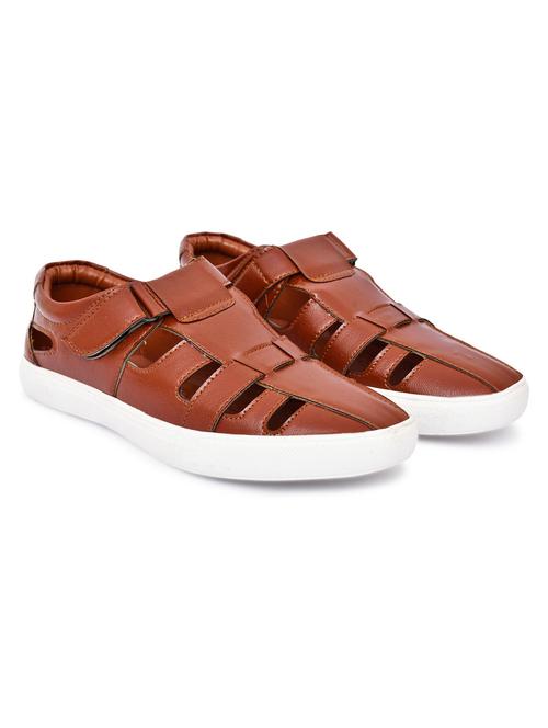 tan synthetic slip on sandals - 19480782 - Very Small Image - 1