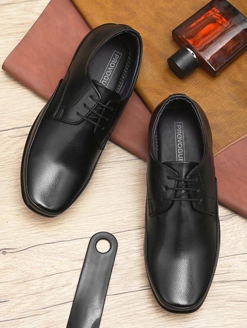 black leatherette laceup derbies - 19480966 - Very Small Image - 1