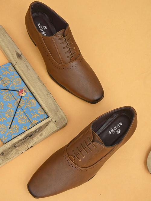 tan leatherette laceup derbies - 19480984 - Very Small Image - 1