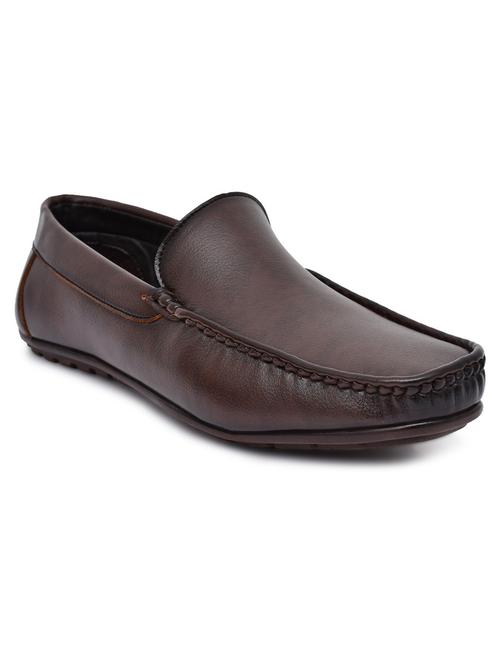 brown synthetic slip on loafers - 19481018 - Very Small Image - 1