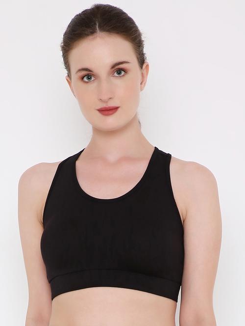 black cotton blend sports bra - 19481320 - Very Small Image - 1