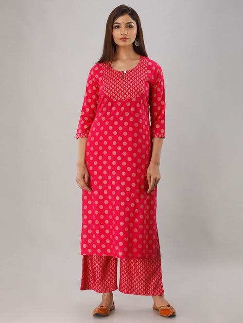 key hole neck kurta palazzo set - 19481838 - Very Small Image - 1