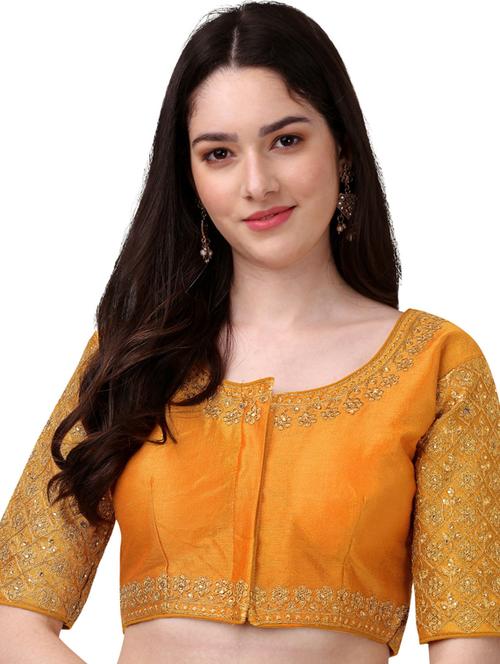 yellow self design saree blouse - 19482333 - Very Small Image - 1
