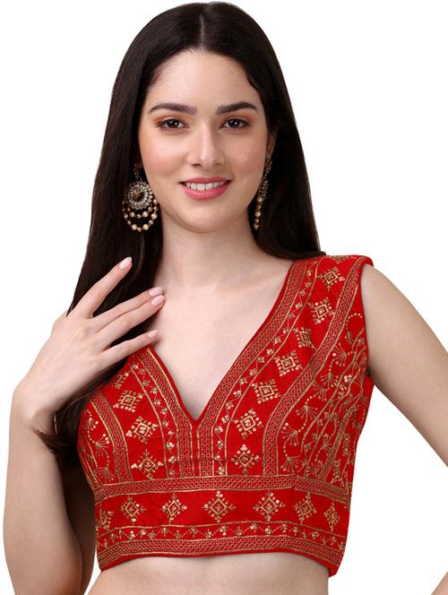 red self design saree blouse - 19482358 - Very Small Image - 1