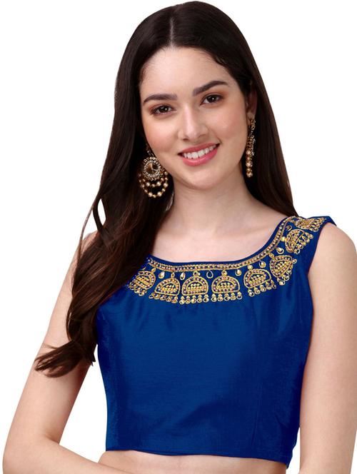 blue self design saree blouse - 19482402 - Very Small Image - 1