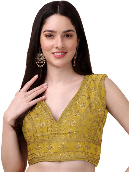 yellow self design saree blouse - 19482404 - Very Small Image - 1